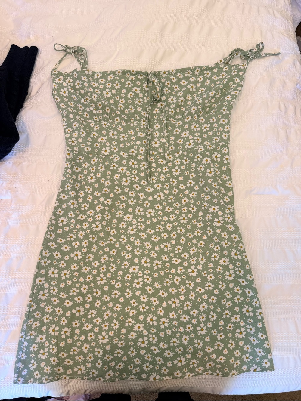 Amazon Green Floral Tie-Strap Mini Dress